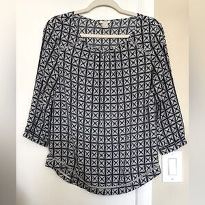 J. Crew Navy and White Pattern Blouse Size XS